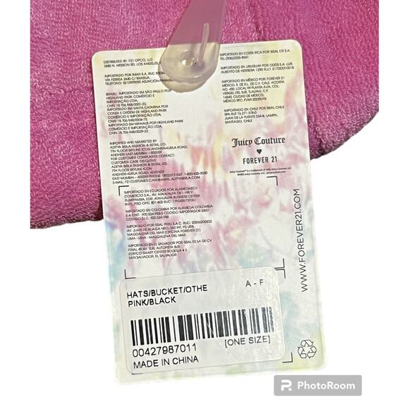 NEW Juicy Couture Pink Velour Bucket Hat Black Embroidery Logo OS - Picture 5 of 5